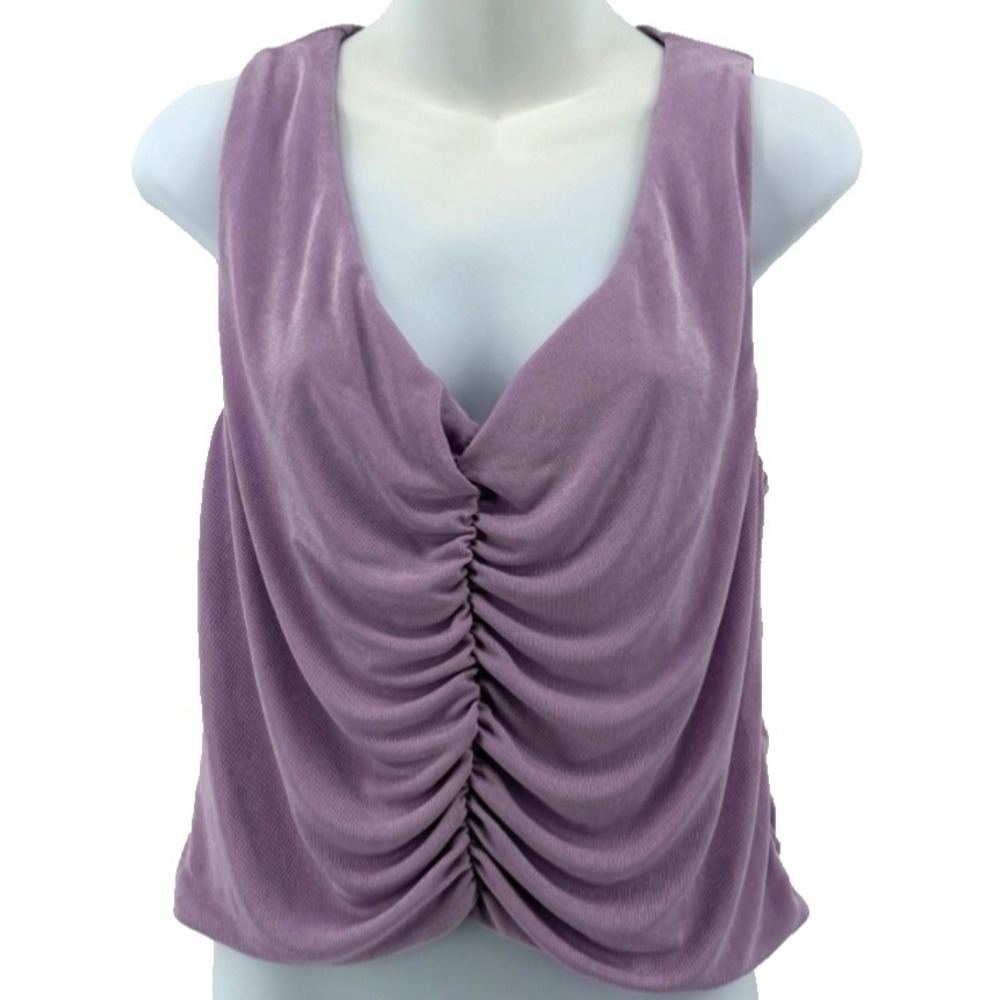 Naked Wardrobe Womens Ruched Sleeveless Top Lavender Stretch Tank 1X